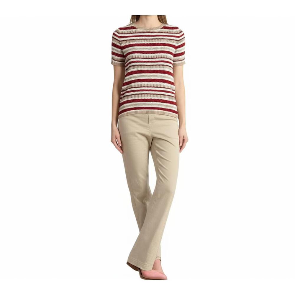 Alfred Dunner Vintage Knit Top Womens Small‎ Multi-Stripe Made In USA Casual